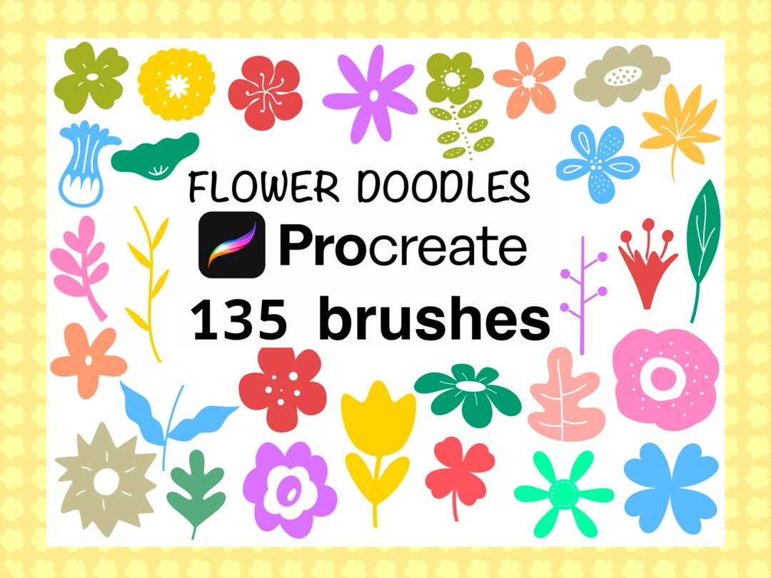 Flower Doodles Procreate Stamp Brush Set - Etsy
