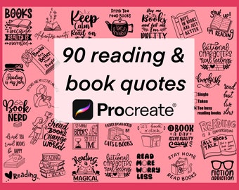 90 Handgezeichnete Buch und Lese Zitate Procreate Briefmarken