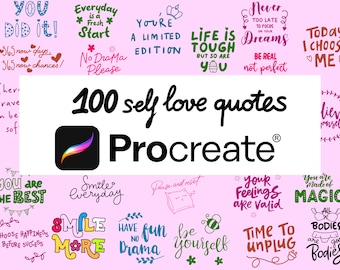 100 Self Care & Love Hand Drawing Procreate Stamp brush Set
