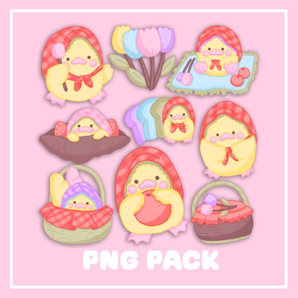 kawaii baby duckling picknick, cute sticker design for stationary and planner