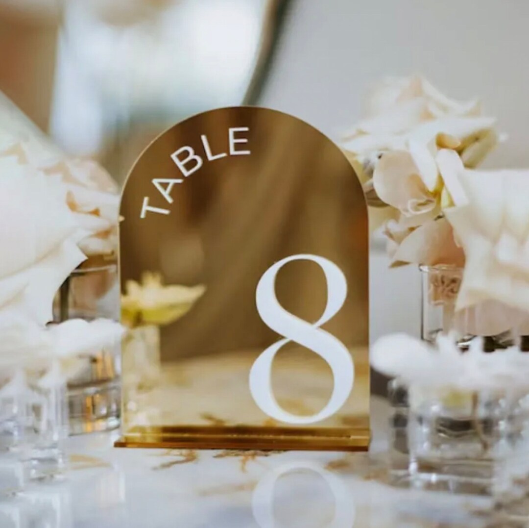 Arched Mirror Table Number Wedding Table Decor Reception Etsy