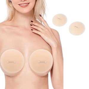 Not Real Faux Pierced Nipple Covers - Nude Sexy Faux Piercing Reusable. Sizzle at Parties Perfect for Parties Casual Wear and Trendy Outfits