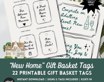 New Home Gift Tags Printable, Housewarming Gift Basket Tags, Welcome Home Tags, DIY Housewarming Basket Printables, Gifts for New House