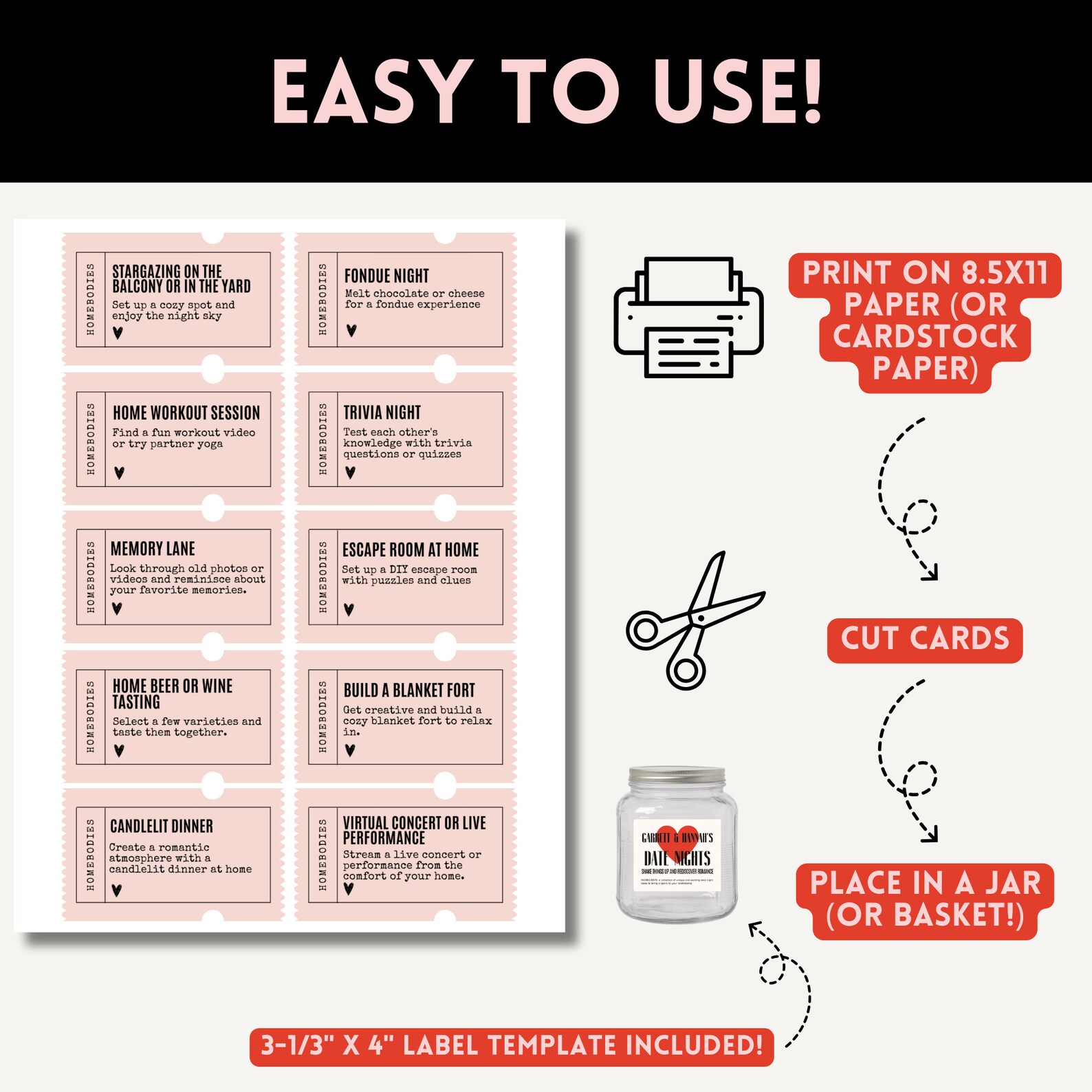 Printable Date Night Cards, Date Night Coupons, Date Night Cards for ...