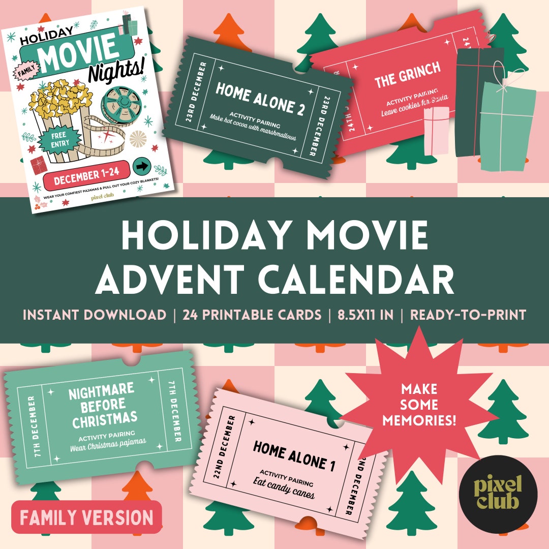 Holiday Movie Advent Calendar Advent Calendar Christmas Etsy