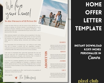 Home Offer Letter Template, We Love Your Home, Letter to Seller, House Offer Letter, Home Buying Process, Editable Home Offer Letter