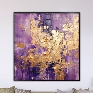 Gold and purple. 100% Hand Painted, Textured Painting, Acrylic Abstract Oil Painting, Wall Decor Living Room, Office Wall