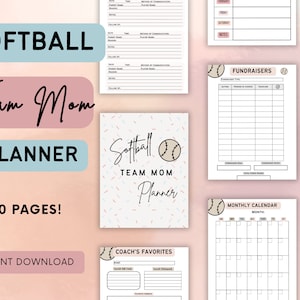 Softball Team Mom Planer, Softball Planer, Softball Mom Planer, Softball Sammelmappe, Softball Formen
