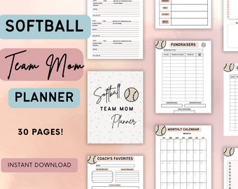 Softball Team Mom Planner, Softball Planner, Softball Mom Planner, Softball Binder, Softball Forms