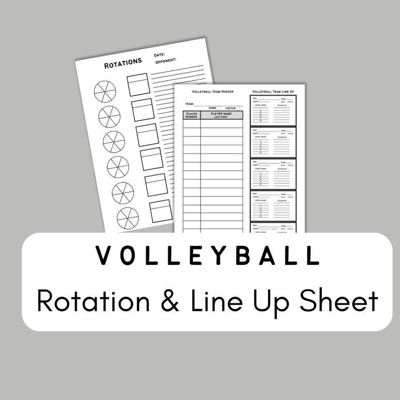 Volleyball Line up Sheet, Volleyball Rotation Sheet, Volleyball Game