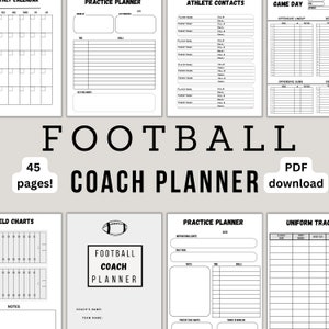 PDF voetbalcoachplanner, afdrukbare voetbalplanner, voetbalseizoenplanner, voetbalformulieren, voetbalplanning, voetbalorganisatie
