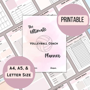 Volleyball Planner, Volleyball Coach Planner, Binder, Game Day, Volleyball Planner, Volleyball Printable, Volleyball Practice Plan