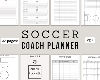 Neutral Soccer Coach Planner, PDF Soccer Coach Planner, Soccer Team Forms, Soccer Coach Forms, Printable Planner, Soccer Practice Planner