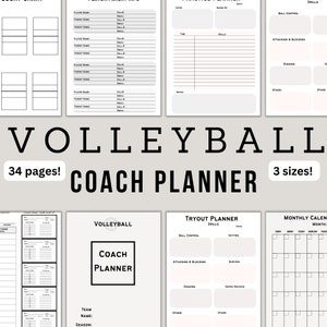 PDF Neutral Volleyball Coach Planner, Printable Volleyball Planner, Binder, Volleyball Templates, Volleyball Coach Printable