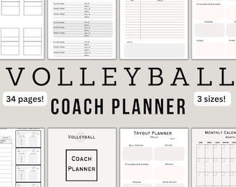 PDF Neutral Volleyball Coach Planner, Printable Volleyball Planner, Binder, Volleyball Templates, Volleyball Coach Printable
