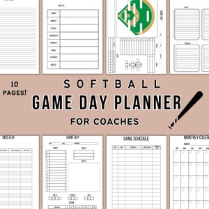 Softball Game Day Planner, Softball Coach Planner, Game Day Lineup, Softball Game Schedule, Softball Coach Binder