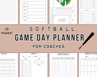 Softball Game Day Planner, Softball Coach Planner, Game Day Lineup, Softball Game Schedule, Softball Coach Binder