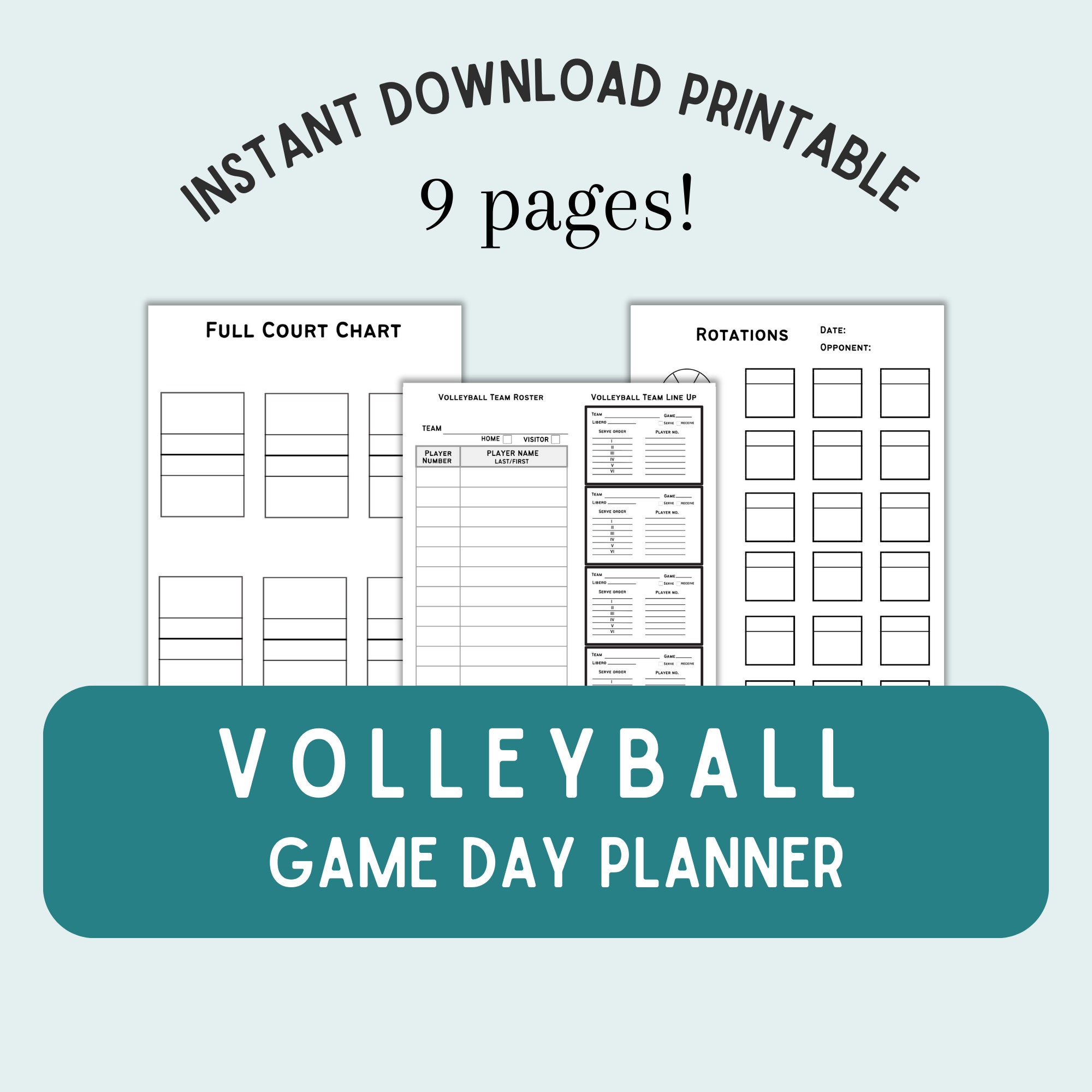 Volleyball Game Day Planner, Volleyball Planner, Volleyball Forms