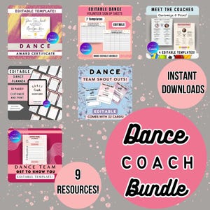 Digitales Tanzcoach-Bundle, Tanzcoach-Planer, bearbeitbare Tanzformen, bearbeitbarer Tanzplaner, Tanzlehrer-Bundle, Tanzteam-Bundle
