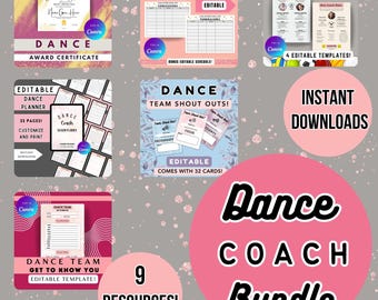 Digital Dance Coach Bundle, Dance Coach Planners, Editable Dance Forms, Editable Dance Planners, Dance Teacher Bundle, Dance Team Bundle