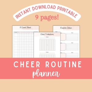 PDF Cheer Routine Planner, Routine Planner, Printable Cheer Planner, Cheer Binder
