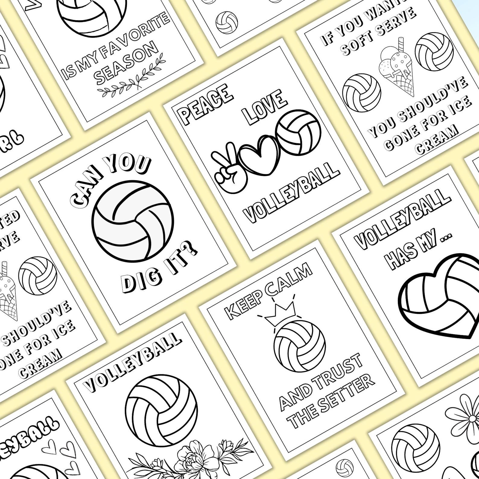 Cute Volleyball Coloring Pages, Printable Volleyball Coloring Pages