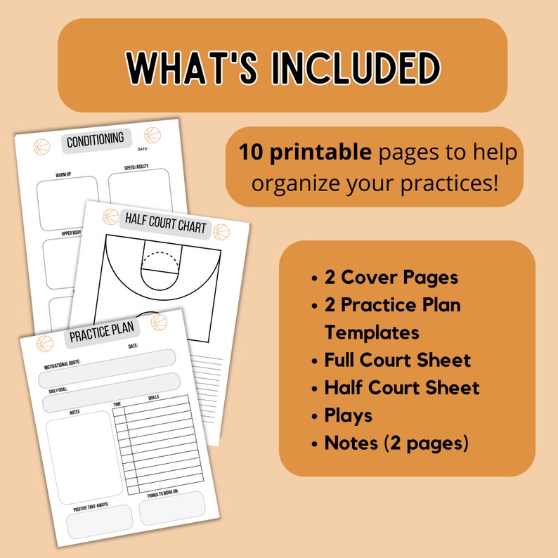 Basketball Practice Planner, Basketball Planner, Basketball Court