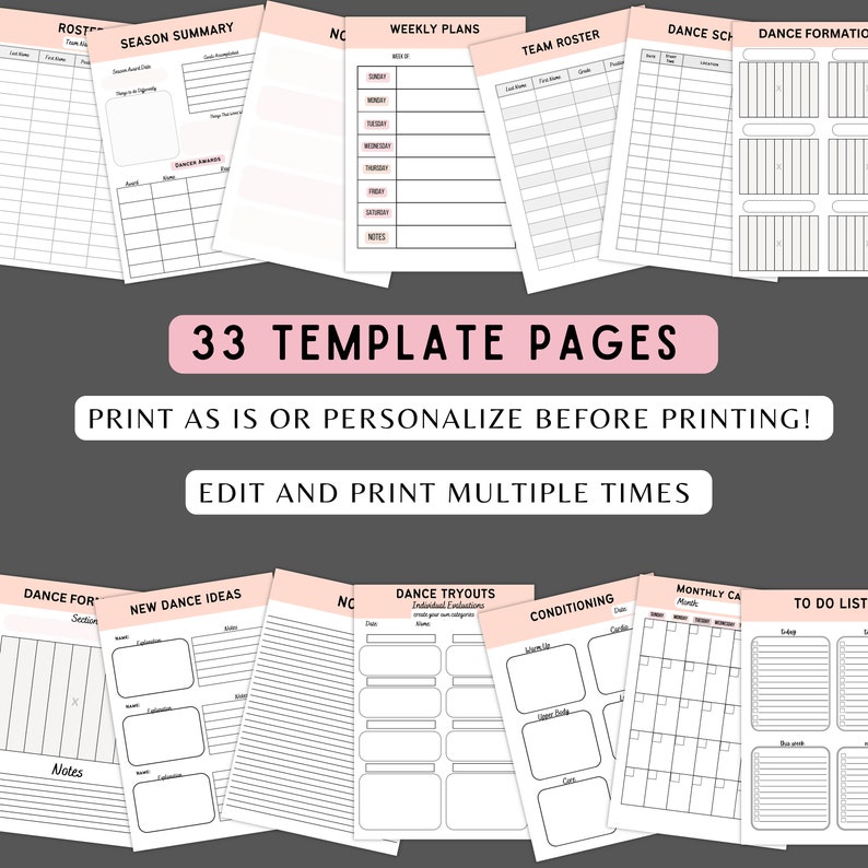 Editable Dance Planner, Editable Dance Coach Planner, Dance Teacher ...