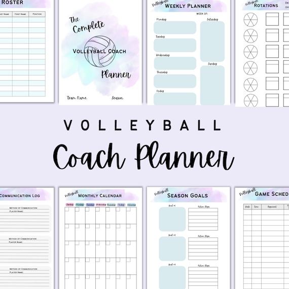 Printable Volleyball Coach Planner, Coaching Planner, Volleyball Planner Printable, Volleyball Coach's Planner, Volleyball Line Up Sheets