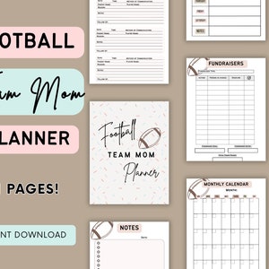 PDF Fussball Mom Planer, Fussball Team Mom Planer, Fussball Sammelplaner, Team Mom Sammelplaner, Team Mom Planner Bild 1