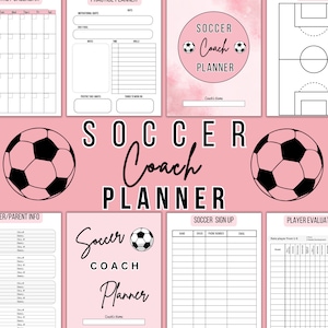 Pink Soccer Coach Planner, Soccer Team Planner for Coaches, Soccer Season Planner, Soccer Coach Printable Planner