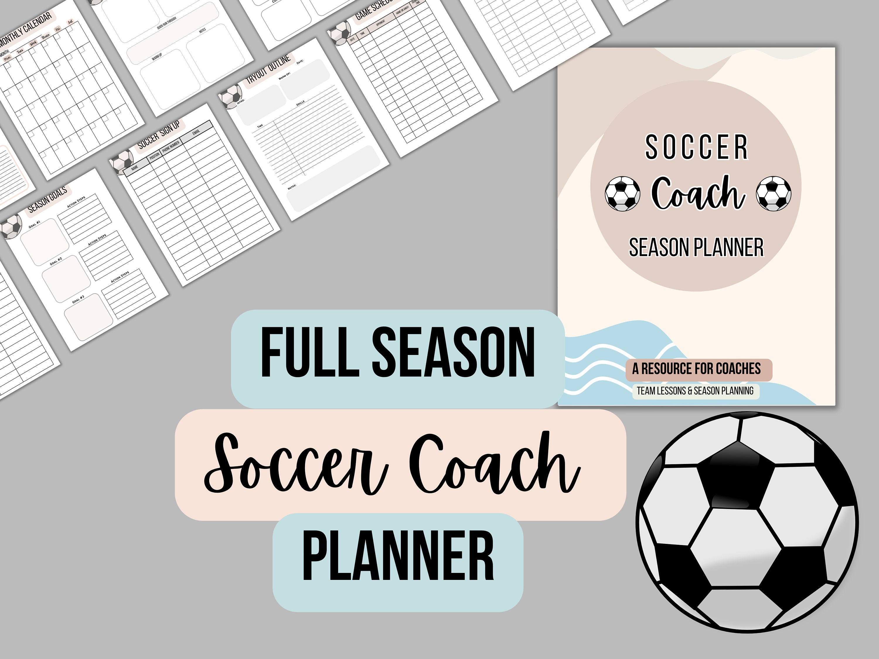 PDF Soccer Coach Planner, Soccer Season Planner, Printable Soccer Planner, Soccer Forms, Soccer Binder, Soccer Team Planner