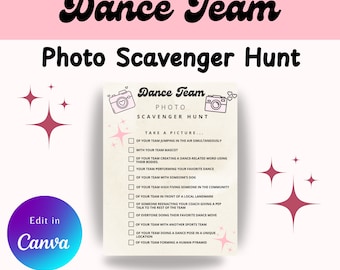 Dance Team Scavenger Hunt, Dance Photo Scavenger Hunt, Dance Team Photo Challenge, Editable Template, Canva, Dance Team Bonding