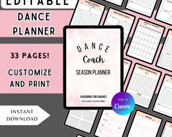 Editable Dance Planner, Editable Dance Coach Planner, Dance Teacher Planner, Customizable Dance Planner, Editable Routine Planner