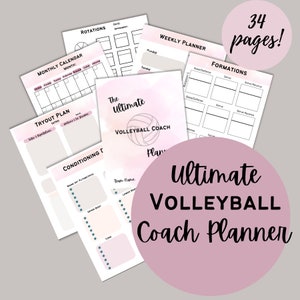 Volleyball Coach Printable Planner, Binder, Game Day, Volleyball Planner, Volleyball Printable, Volleyball Practice Plan