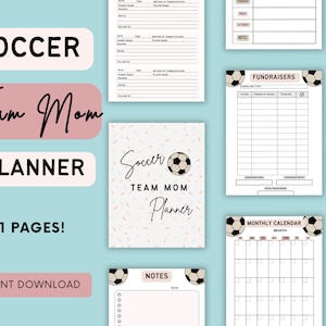 PDF Soccer Mom Planner, Team Mom Planner, Soccer Planner for Moms, Soccer Planner, Team Mom Schedules, Team Mom Binder