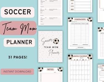 PDF Soccer Mom Planner, Team Mom Planner, Soccer Planner for Moms, Soccer Planner, Team Mom Schedules, Team Mom Binder