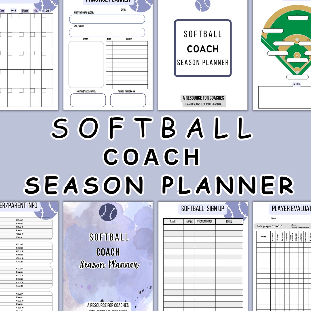 Softball Coach Planner, Softball Planner, Softball Practice Planner