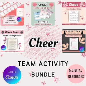 Cheer Team Activity Bundle, Editable Team Activities, Cheer Journal, Cheer Certificates, Cheer Get to Know You