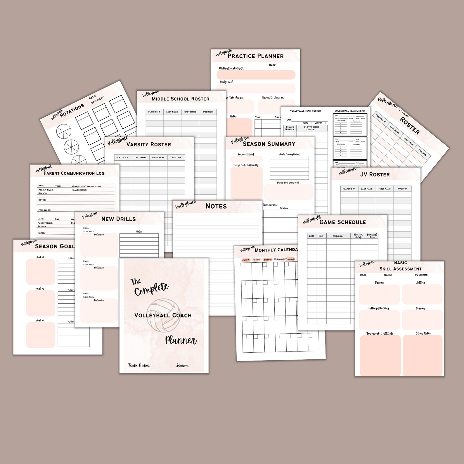 Volleyball Coach Printable Planner Binder Game Day Volleyball Volleyball Coach Printable Planner Binder Game Day Volleyball