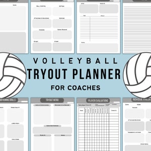 Volleyball Tryout Planner, Volleyball Tryout Sheet, Volleyball Coach&#39;s Planner, Volleyball Templates, Volleyball Tryout Printables