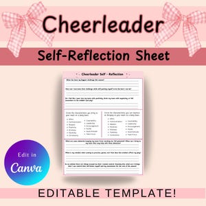 Editable Cheerleader Self Reflection Sheet, Cheerleader Questionnaire, Cheer Team Building, Cheerleading Journal Prompt, Cheer Reflection