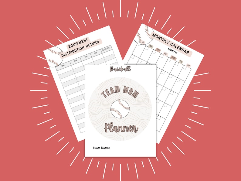 Baseball Team Mom Planner, Baseball Mom Planner, Team Mom Planner, Team ...