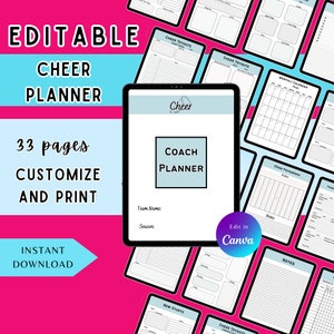 Editable Cheer Planner, Digital Cheer Planner, Cheer Coach Planner, Printable Cheer Binder, Cheer Captain Planner, Cheer Mom Planner