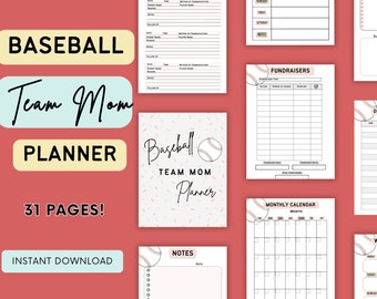 PDF Baseball Team Mom Planner, Baseball Mom Planner, Team Mom Planner, Printable Team Mom Planner, Baseball Planner, Baseball Binder