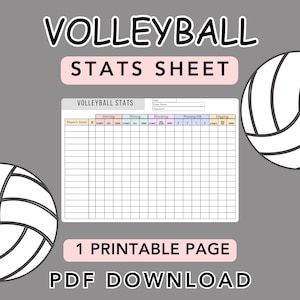 Volleyball Stats Sheet, Volleyball Stats, Volleyball Player Stats, Volleyball Stats PDF, Volleyball Stats Printable