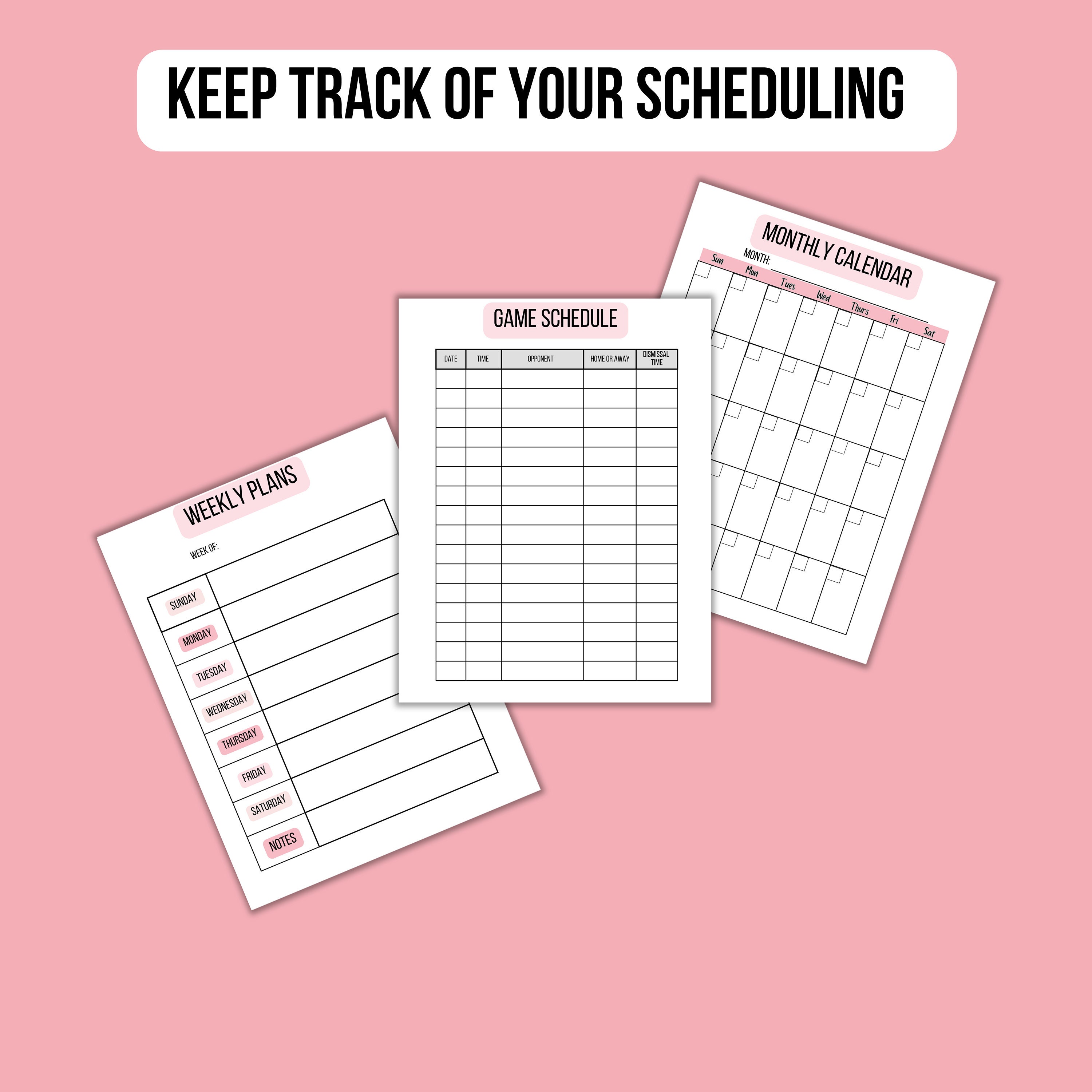 Weekly Goal Setting Inserts