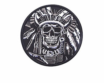 Skull Indian Chief Embroidered Airsoft Morale Patch