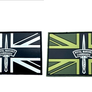Toppa morale in PVC tattica Airsoft con bandiera Union Jack dei Royal Marines britannici