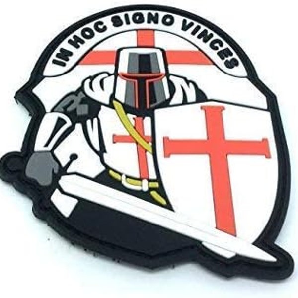 Crusader 'In Hoc Signo Vinces ' Knights Templar Airsoft Paintball PVC Morale Patch